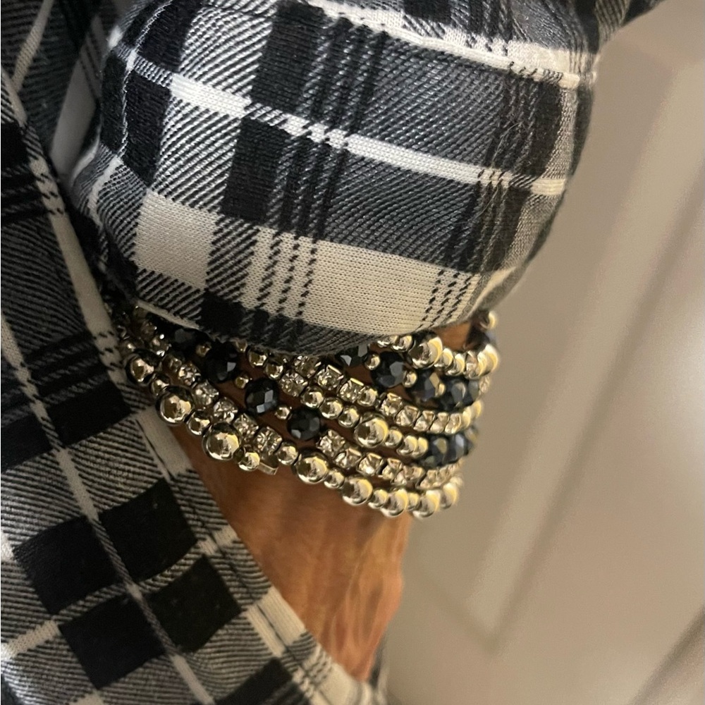 White Mark Monochrome Plaid Shirt Dress - Picture 4 of 6